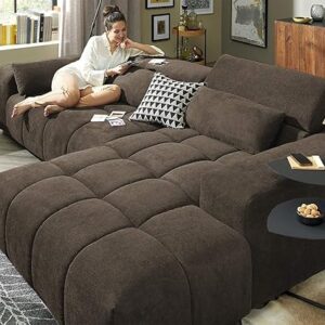 ALAB DECOR Magnum lshape 6 Seater Fabric Dark Brown Sofa Set, (LHS) | Comfortable Living Room | Luxurious Sofa.