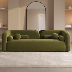 ALAB DECOR Curved 3 Seater Cloud Sofa Upholstered 3 Seater Sofa Three Seater Sofa for Living Room Hotels & Offices (Olivee).