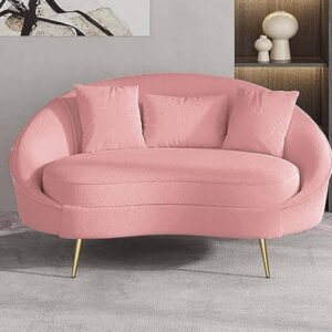 ALAB DECOR Modern Futuristic Curved Velvet Sofa, Family Model Loveseat with Golden Metal Legs for Living Room, Bedroom, Guestroom, Hallways (Ashrose, 2 Seater)