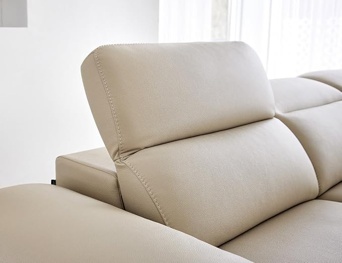 ALAB DECOR Leatherette Moden Design 4 Seater Sofa Set with Puffy | for Home Guests Office & Living Room | Luxuries Premium Stainless Steel Legs | with Moveable Headrest and Armrest | Cream. - Image 6