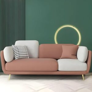 ALAB DECOR Stylish and Luxurious 3 Seater Sofa Chesterfield Velvet & Fabric Comfortable Sofa Perfect for Home, Living Rooms, Guest Rooms, Hotels, and Offices-Colour=(3 Seater Velvet Pink).