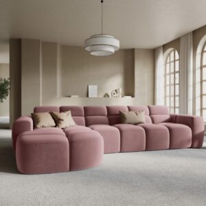 ALAB DECOR Modular Sectional Sofa L Shape Sofa 4 Seater Sofa Ottoman Bench As Seating for Living Room Hotel (Rose Pink).