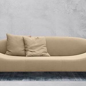 ALAB DECOR Premium Velvet-Sofa High-Density Foam, Solid Wood Frame, Sturdy Legs, Luxury Couch for Living Room (Beige, 3 Seater)