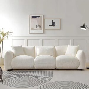 ALAB DECOR Upholstered 3 Seater Sofa Three Seater Sofa for Living Room Hotels & Offices Beige.