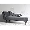 ALAB DECOR Velvet Right Arm Modern Chesterfield Chaise Lounge Sofa Couch for Your Loving Space, Office, Home, Living Room (Grey L).